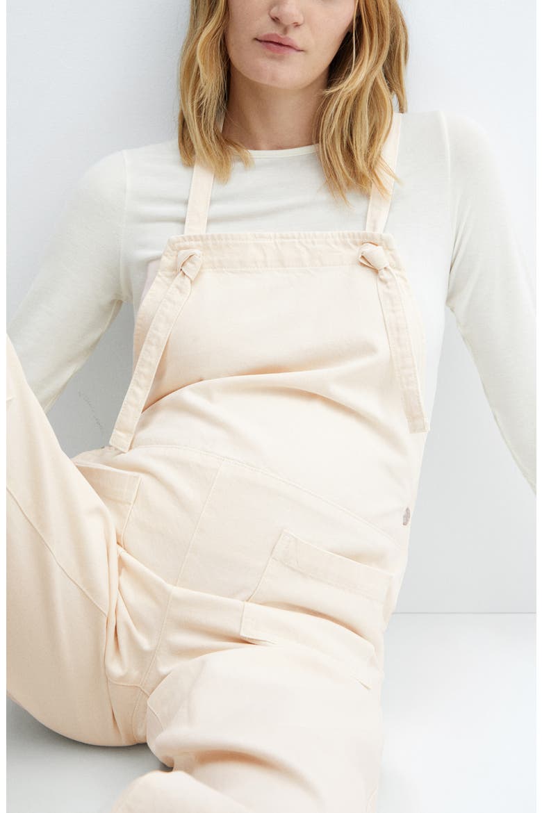 Denim Maternity Overalls, Alternate, color, OFF WHITE