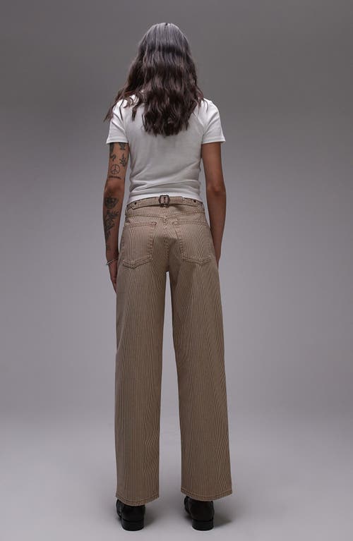 Topshop Cinch Low Rise Relaxed Jeans In Brown