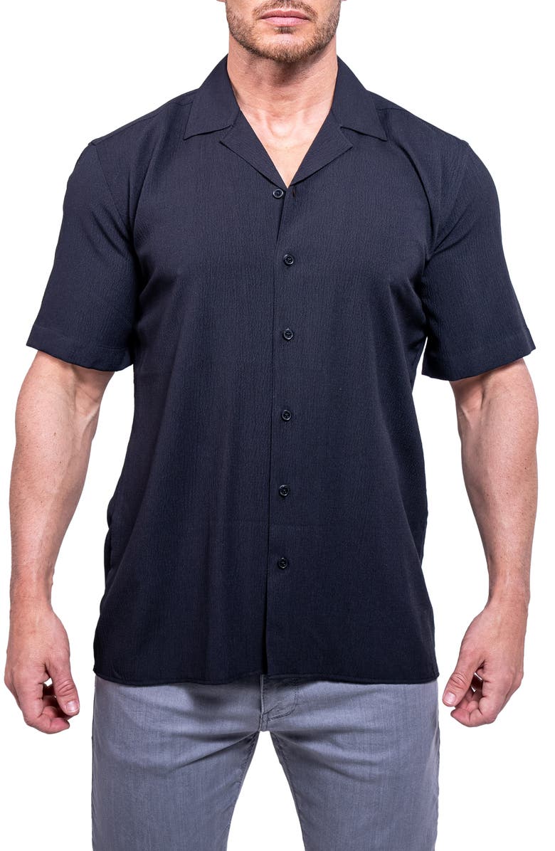 Maceoo Everyday Soot Black Short Sleeve Button-Up Shirt, Main, color, 