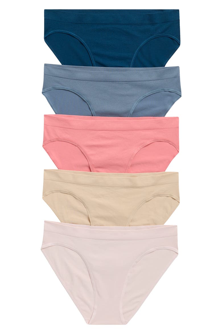 Everyday Assorted 5-Pack Bikinis, Alternate, color, PINK QUILL MULTI