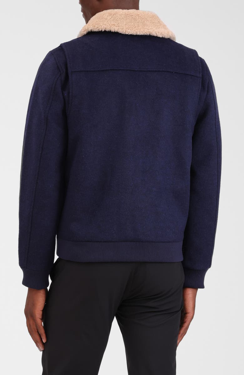 Bagatelle Felted Wool Blend Aviator Jacket, Alternate, color, Navy