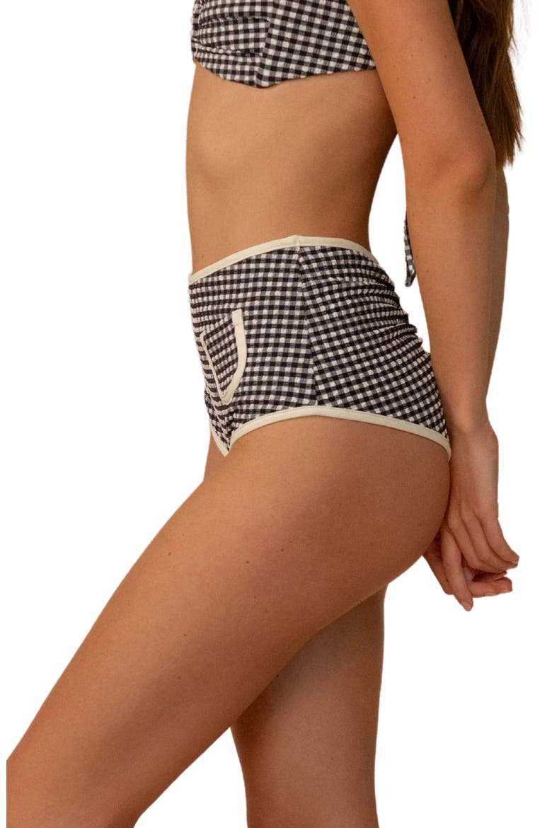 Gingham High Waist Bikini Bottoms, Alternate, color, BLACK/ WHITE GINGHAM
