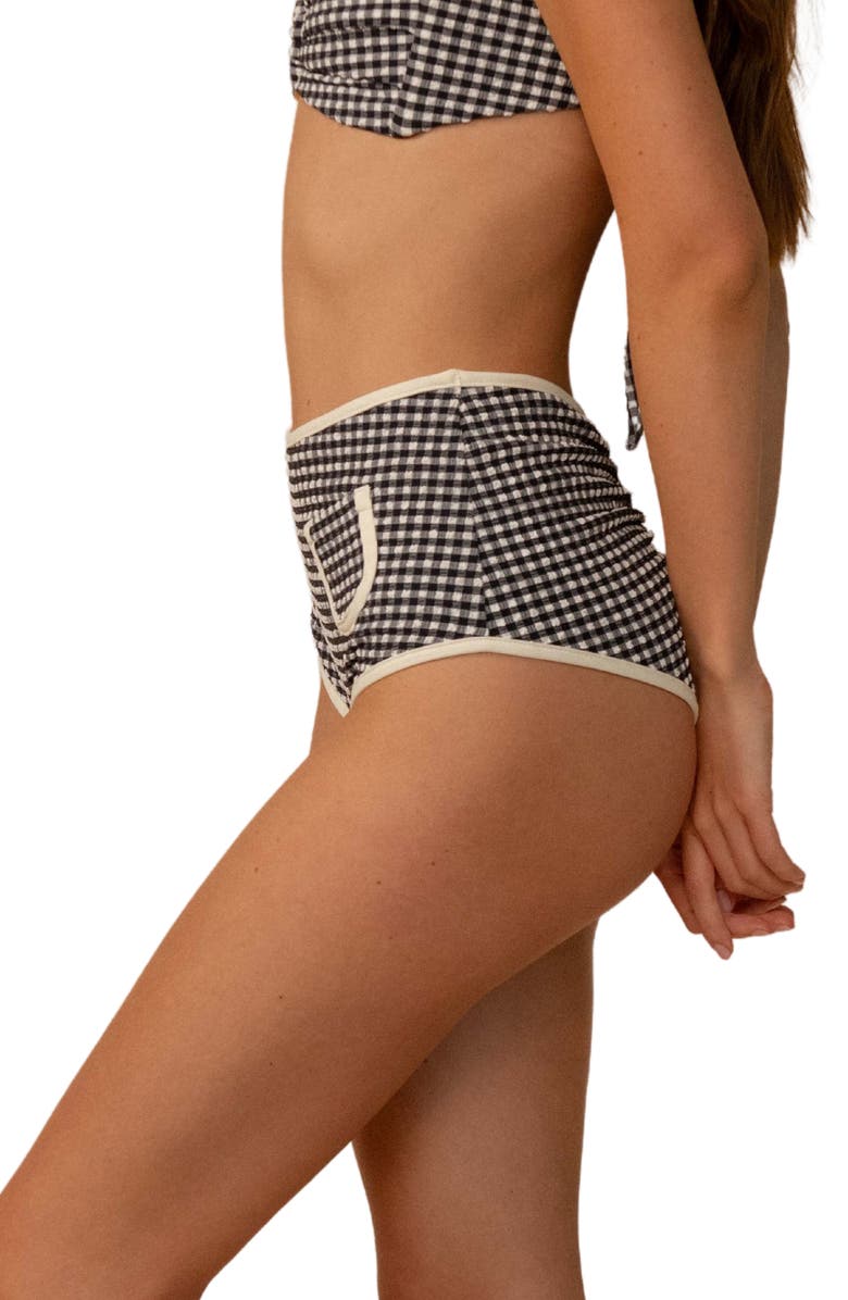 MONTCE Gingham High Waist Bikini Bottoms, Alternate, color, Black/ White Gingham