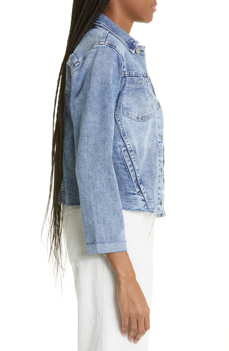 L'AGENCE Janelle Slim Raw Edge Denim Jacket, Alternate, color, 
