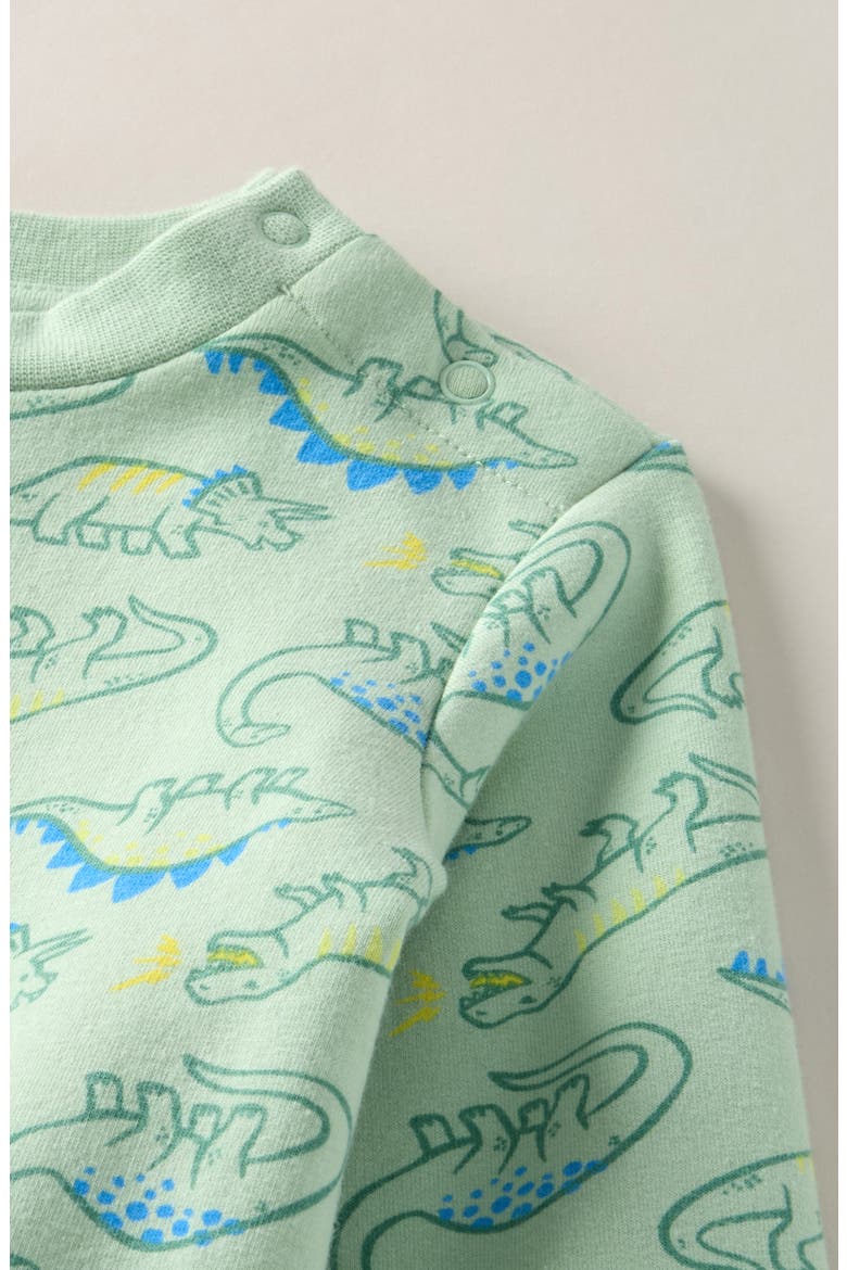 Puppy Pals Fleece Sweatshirt Romper, Alternate, color, GREEN CAMEO DINO DOODLES