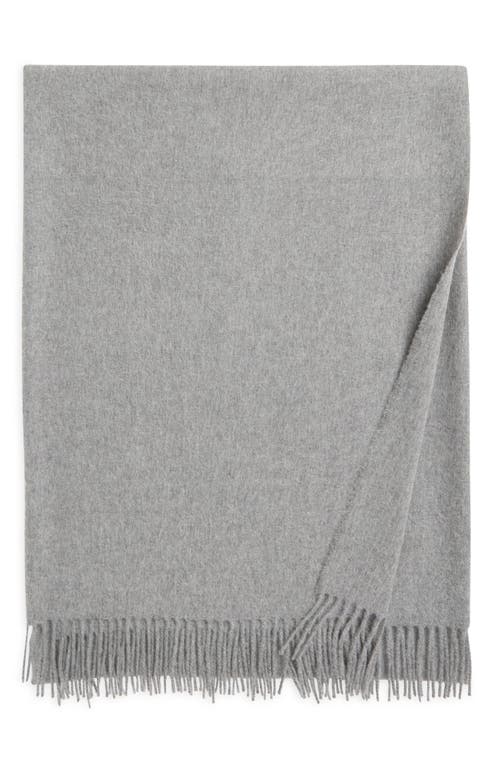 Johnstons of Elgin Plain Fringed Cashmere Throw Blanket in Granite 