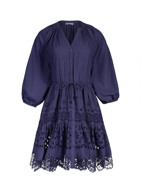 Sam Balloon Sleeve Elastic-Waist Mini Shirtdress