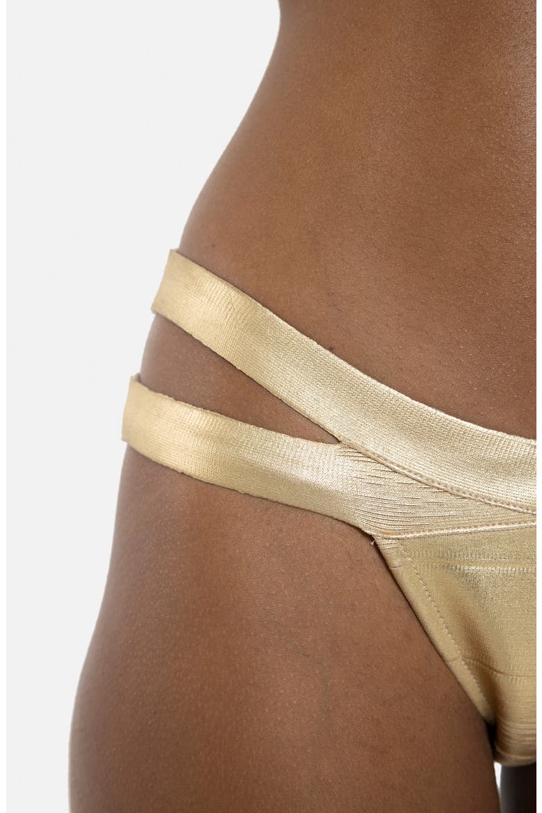 Metallic Bandage Bikini Bottoms, Alternate, color, GOLD