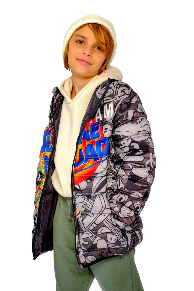 Boy's Packable Tune Squad Midweight Jacket, Alternate, color, Black