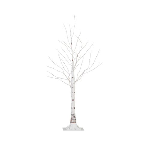 3-ft Pre-Lit Artificial White Birch Tree with 120 Warm White LED Lights