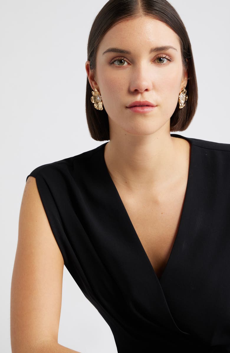 Nordstrom Faux Pearl Flower Stud Earrings, Alternate, color, Clear- White- Gold