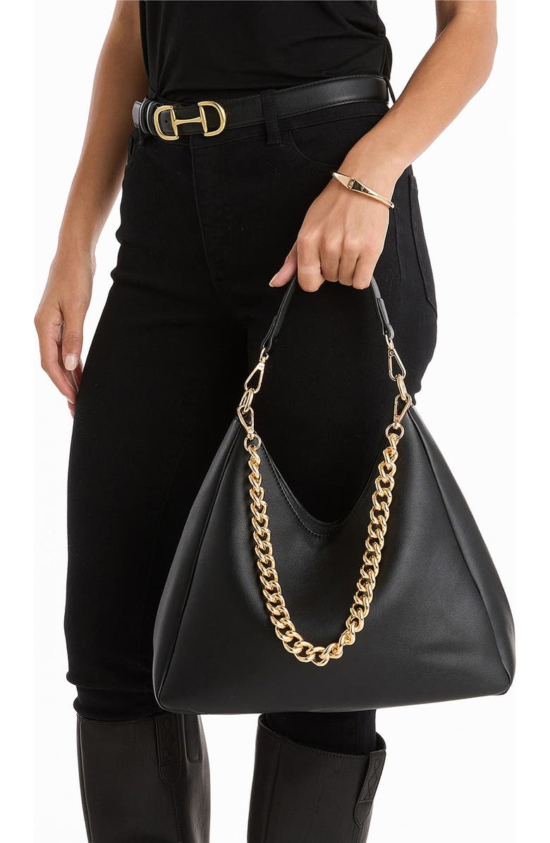 The Noli Shop Tribeca Chain Leather Bag, Alternate, color, Black