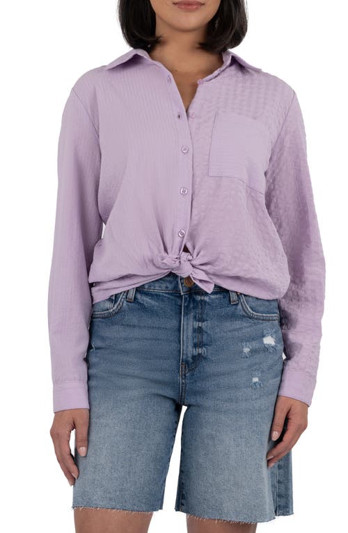 Kut From The Kloth Texture Stripe Cotton Button-up Shirt In Purple