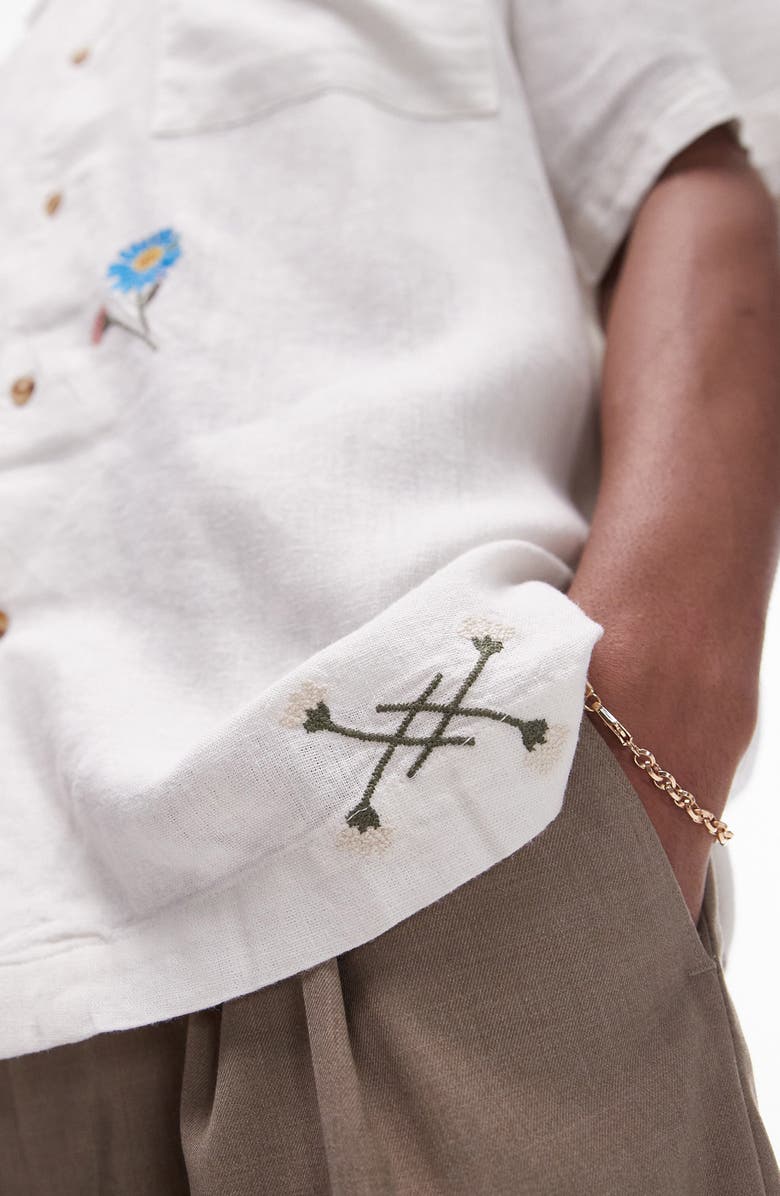 Topman Relaxed Fit Floral Embroidered Camp Shirt, Alternate, color, 