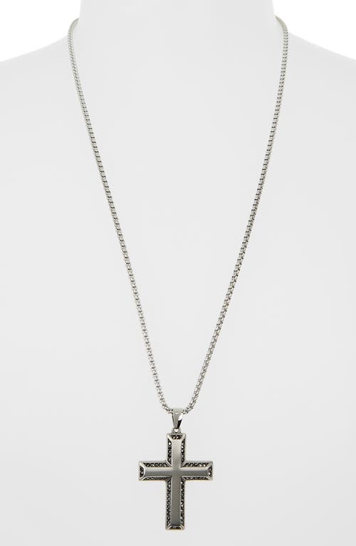 American Exchange Cross Pendant Necklace In Silver/black