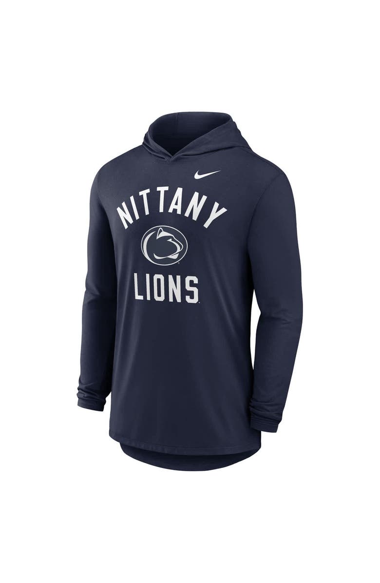 Nike Men's Nike Navy Penn State Nittany Lions Classic Arch Tri-Blend Performance Long Sleeve Hoodie T-Shirt, Alternate, color, Navy