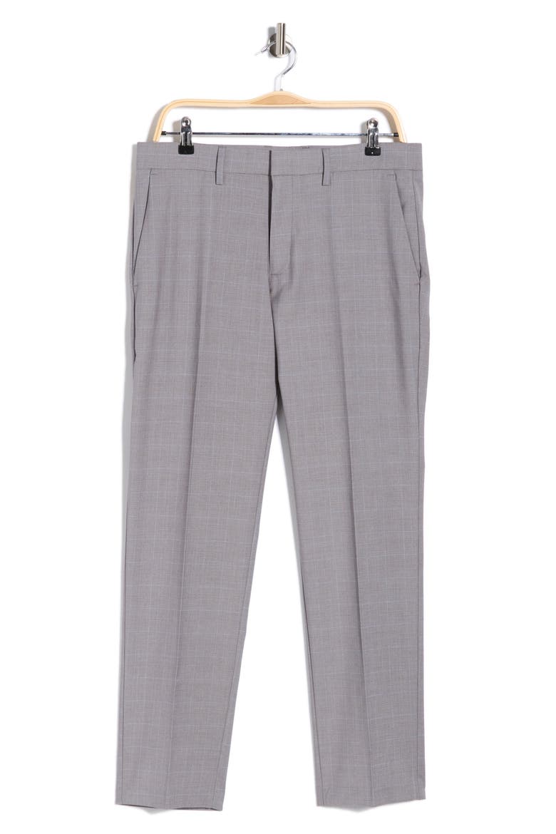 Plaid Plain Weave Pants, Main, color, LIGHT GREY