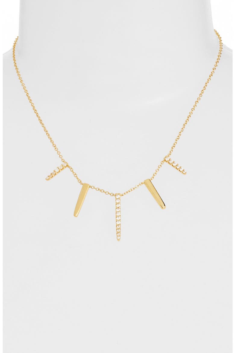 Pavé Spike Cubic Zirconia Frontal Necklace, Main, color, GOLD