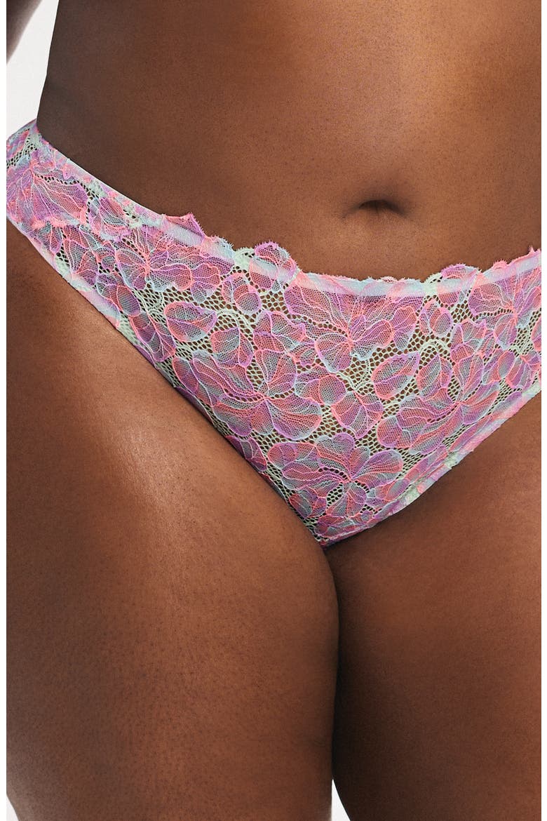 Sun Tide Floral Lace Cheeky Briefs, Alternate, color, SHY GREEN