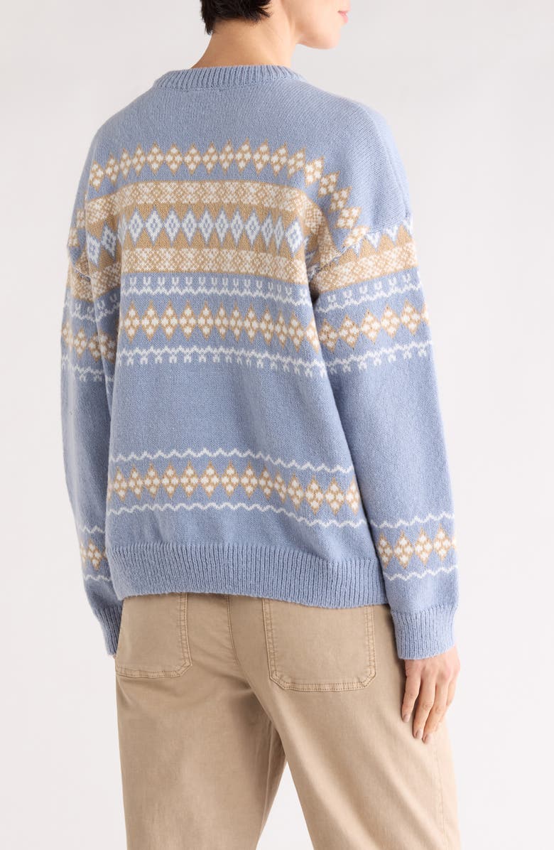 SUNDAY EDITION Patterned Crewneck Sweater, Alternate, color, Light Blue-Tan