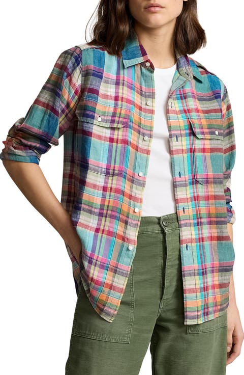 Plaid Linen Button-Up Shirt