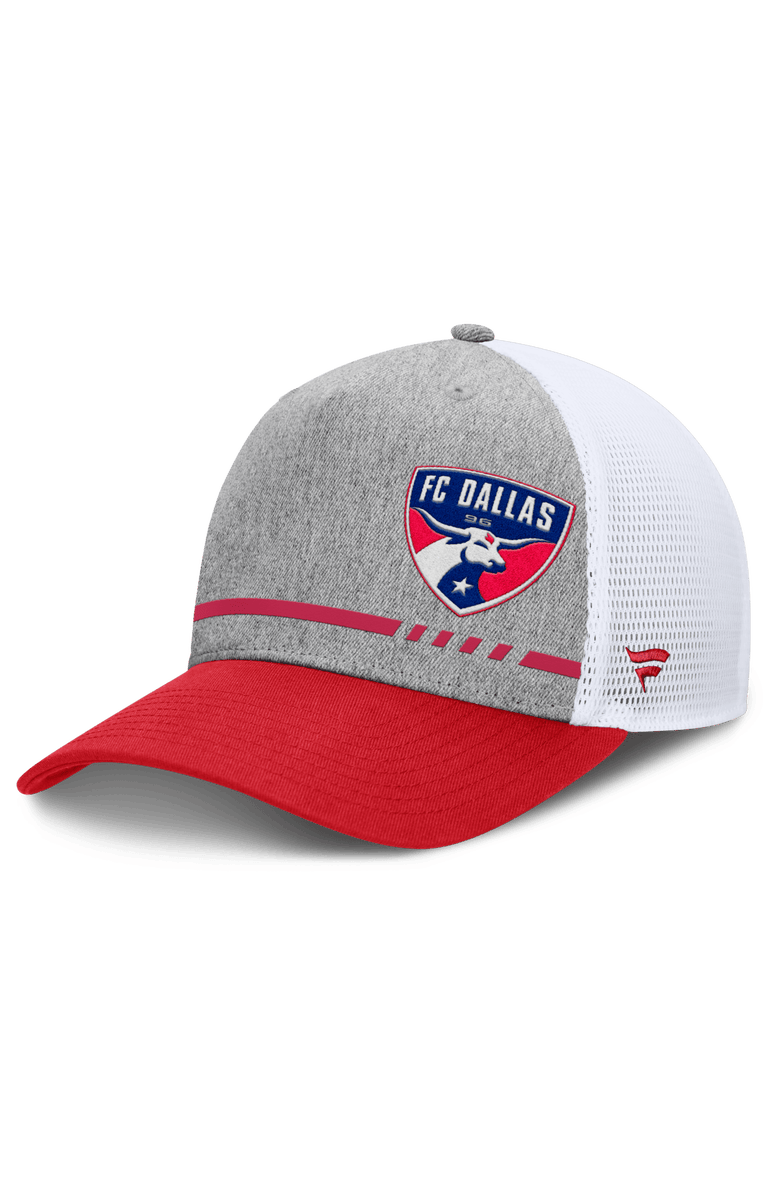 FANATICS Men's Fanatics Heather Gray FC Dallas Low Block Trucker Adjustable Hat, Main, color, 