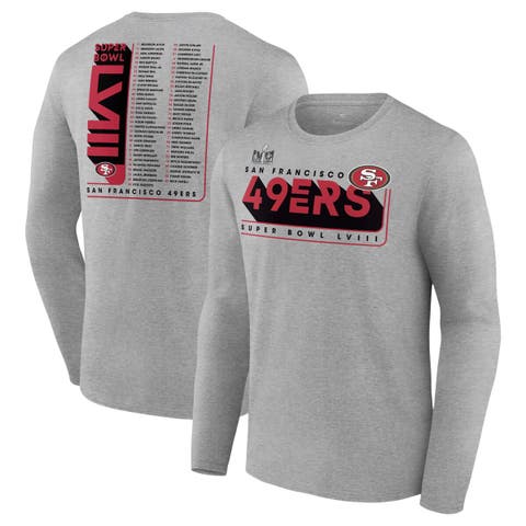Men's Fanatics Branded Heather Charcoal San Francisco 49ers Super Bowl LVIII Roster Long Sleeve T-Shirt