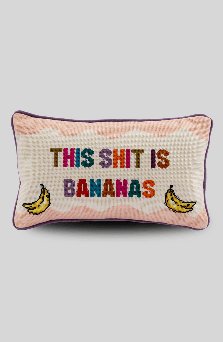 Furbish Studio Bananas Needlepoint Pillow, Main, color, Bananas