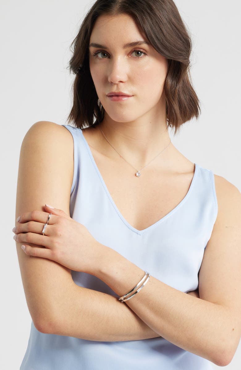 Nordstrom Set of 2 Cubic Zirconia Inset Bangle Bracelets, Alternate, color, Clear- Silver