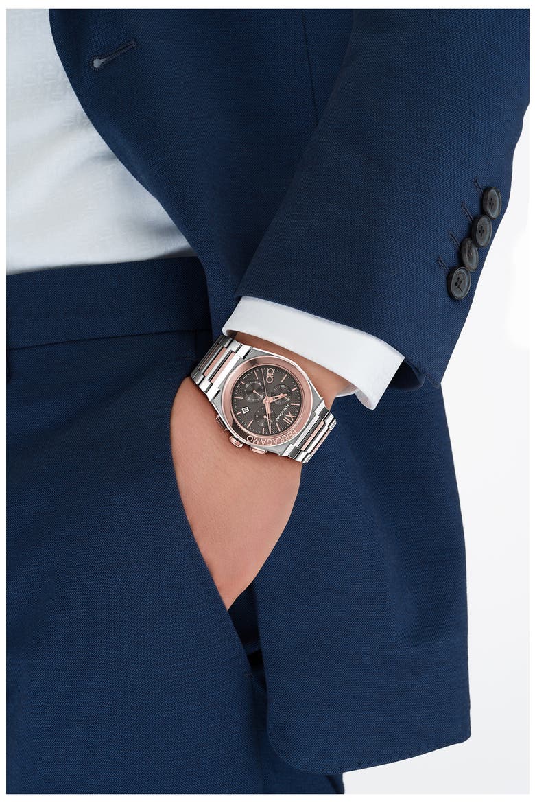 Vega Bracelet Chronograph Watch, 42mm, Alternate, color, TWO TONE