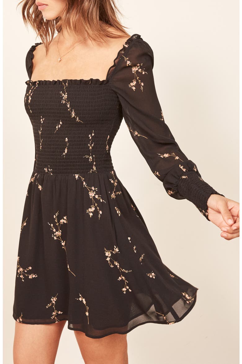 Kelli Smocked Bodice Fit & Flare Minidress, Alternate, color, WILDFLOWER