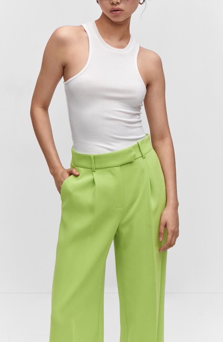 MANGO Pleat Front Wide Leg Pants, Alternate, color, 