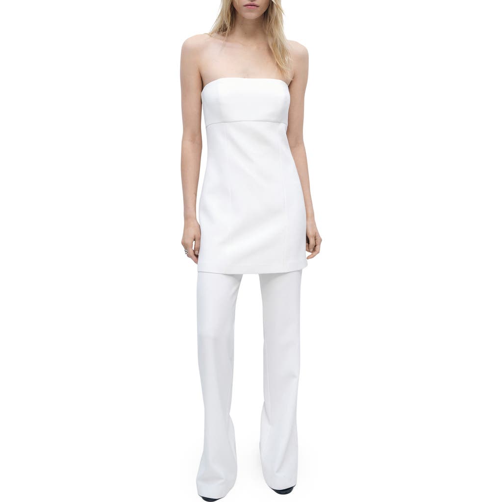 MANGO MANGO STRAPLESS OVERLAY FLARE JUMPSUIT