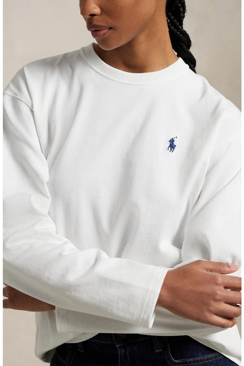 Long Sleeve Cotton Jersey T-Shirt, Alternate, color, WHITE