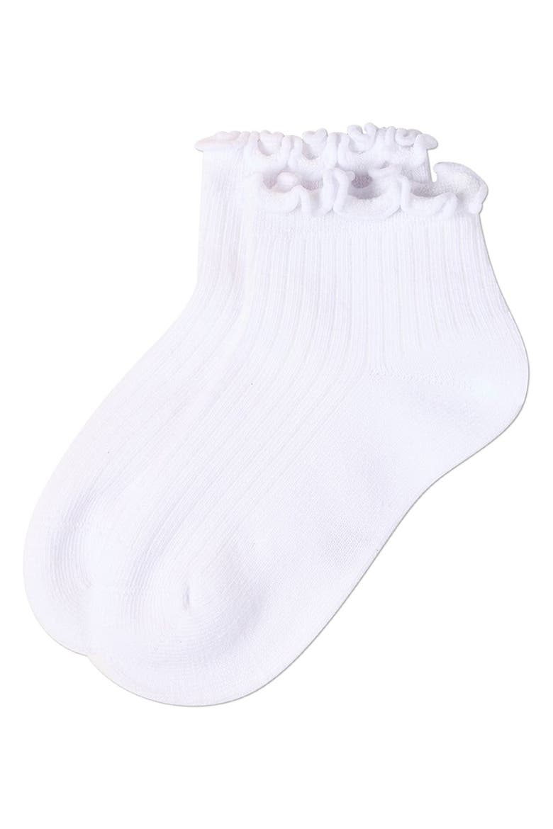3 Pair Pack Ruffle Mid Cut Socks, Main, color, White
