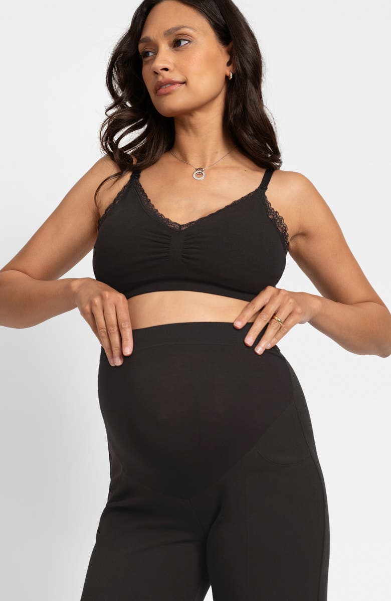 Seraphine Stretch Jersey Straight Leg Maternity Pants, Alternate, color, Black
