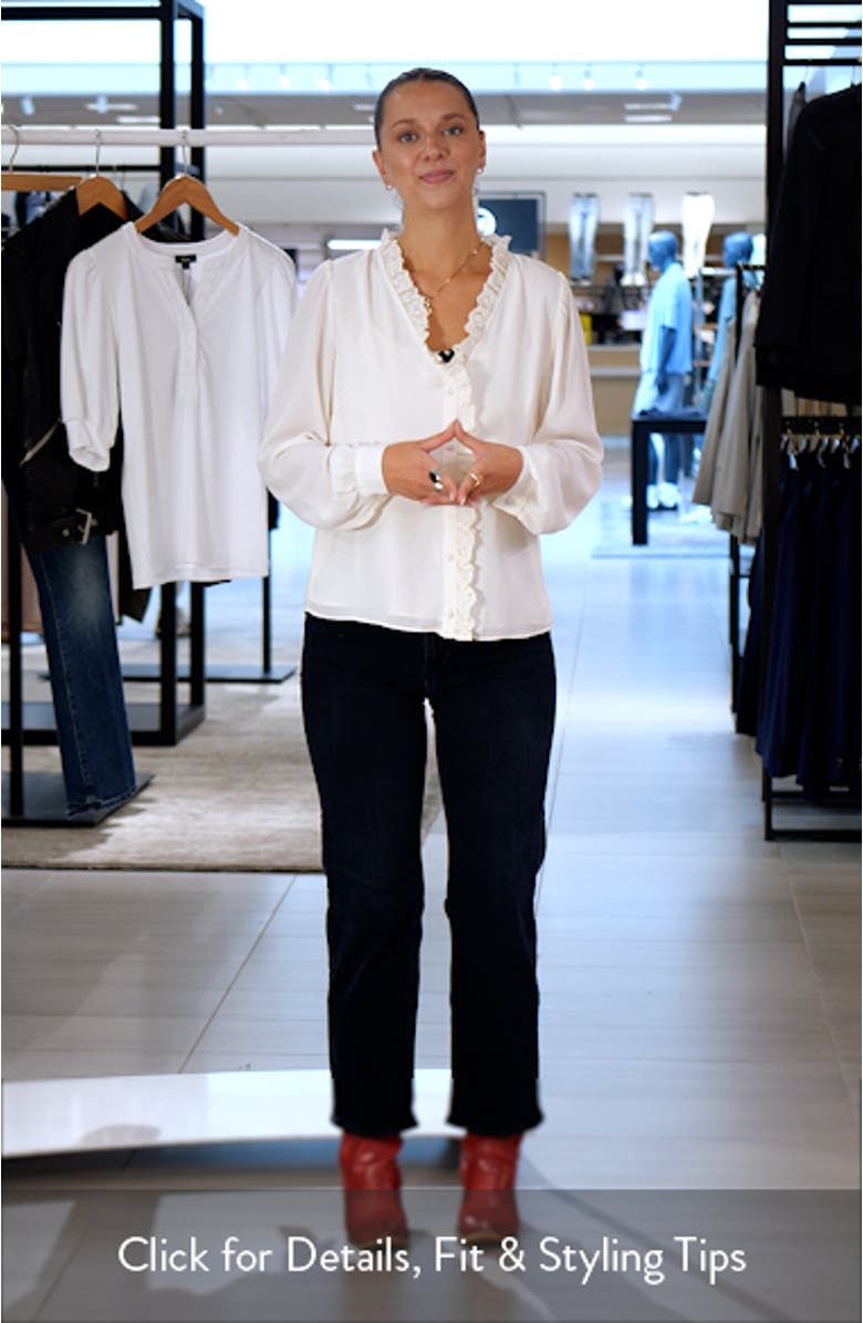 Eyelet Ruffle Long Sleeve Shirt, sales video thumbnail