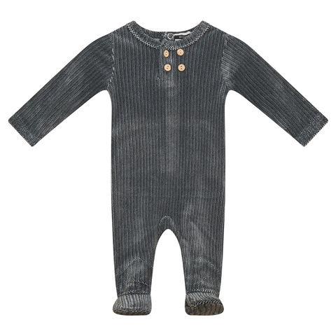 Velour Front Button Romper