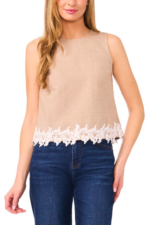 Lace Trim Sleeveless Top