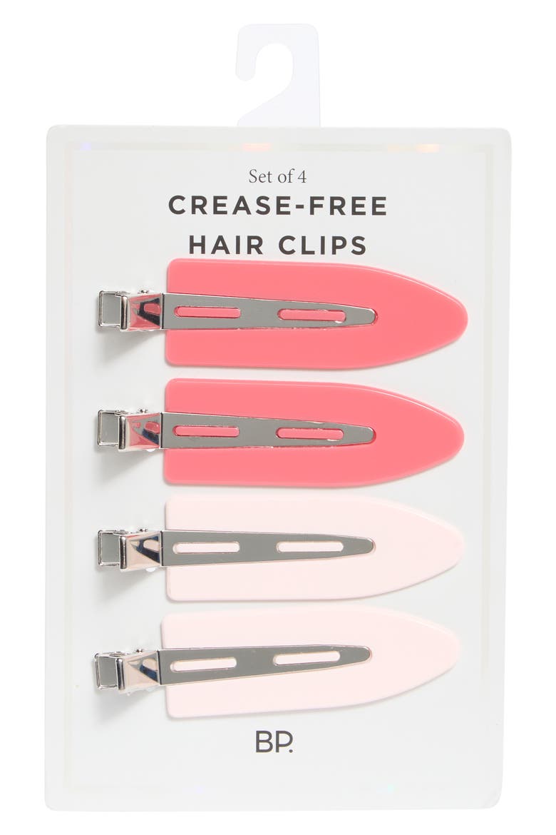 Set of 4 Assorted Jumbo Crease Free Hair Clips, Main, color, PINK SEPIA