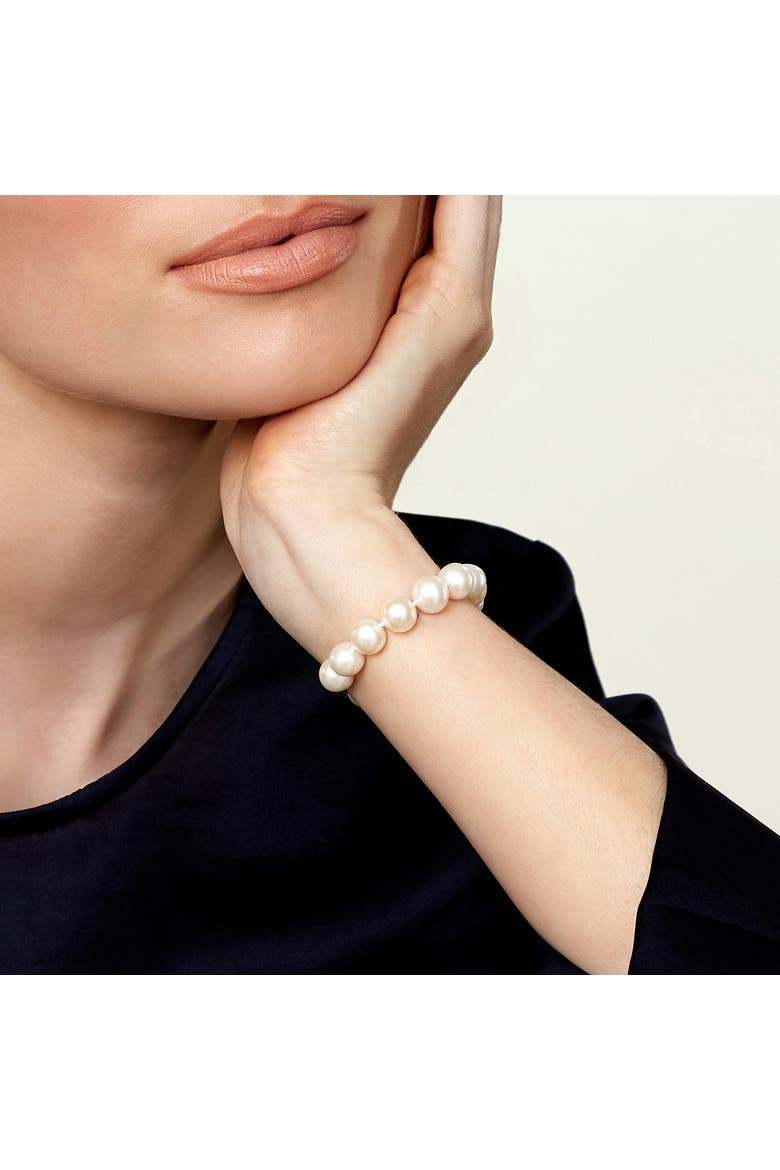 10.5-11.5mm White Freshwater Pearl Bracelet - AAA Quality, Alternate, color, Yellow Gold Clasp