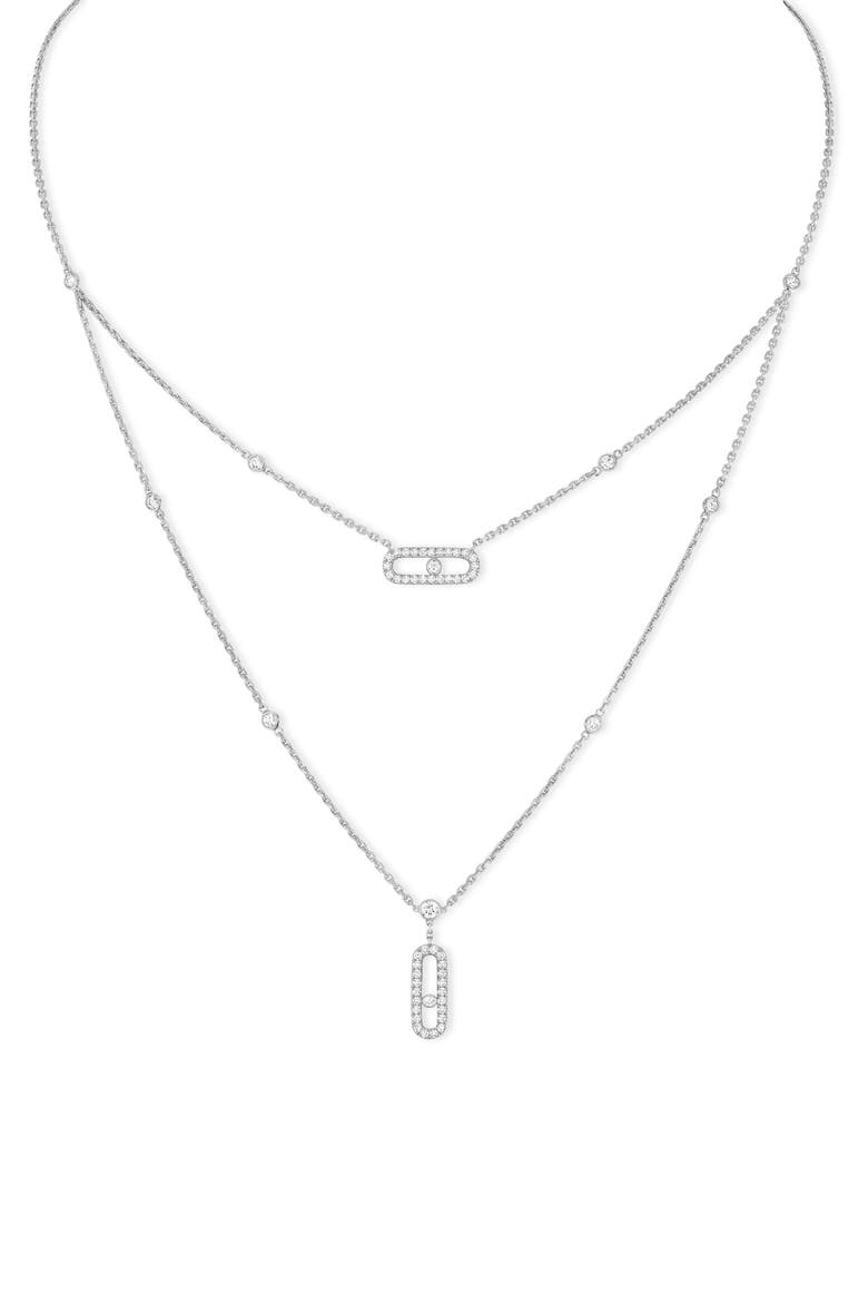 Lucky Move Pavé Diamond Layered Pendant Necklace, Main, color, D0.50 G/VS 18KWG