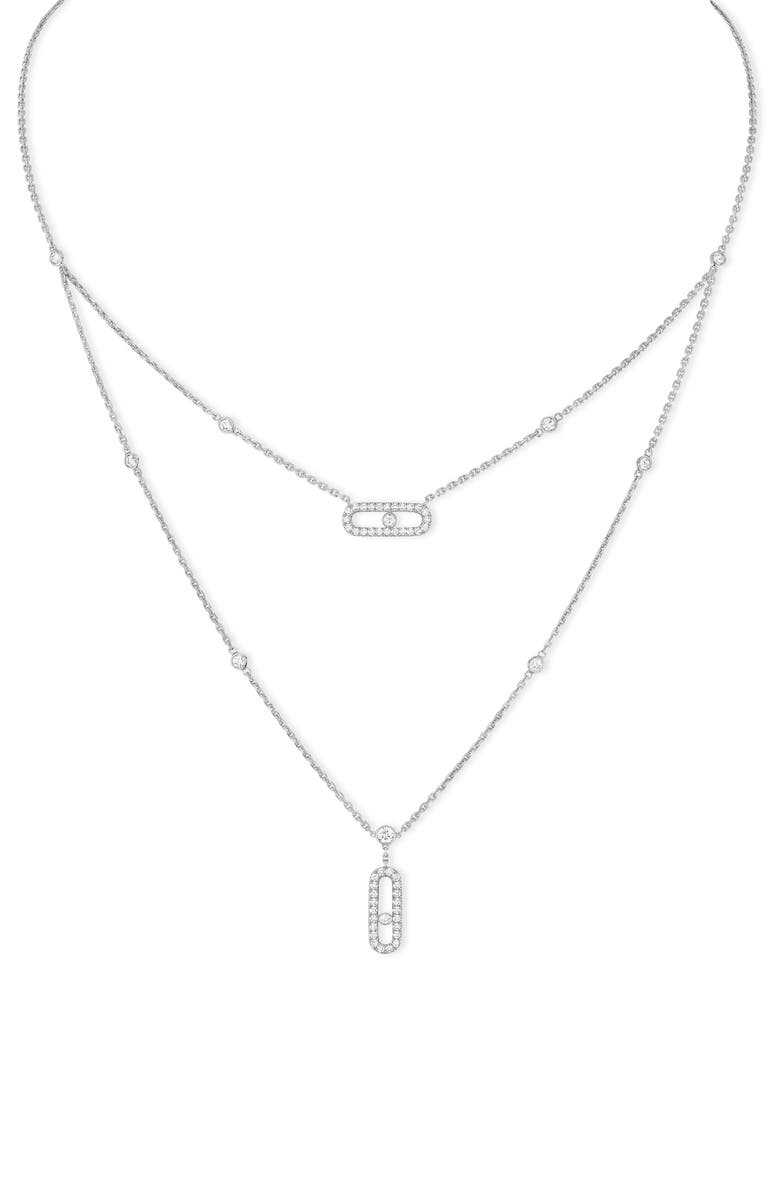 Messika Lucky Move Pavé Diamond Layered Pendant Necklace, Main, color, D0.50 G/Vs 18Kwg