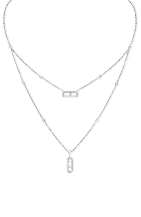 Lucky Move Pavé Diamond Layered Pendant Necklace