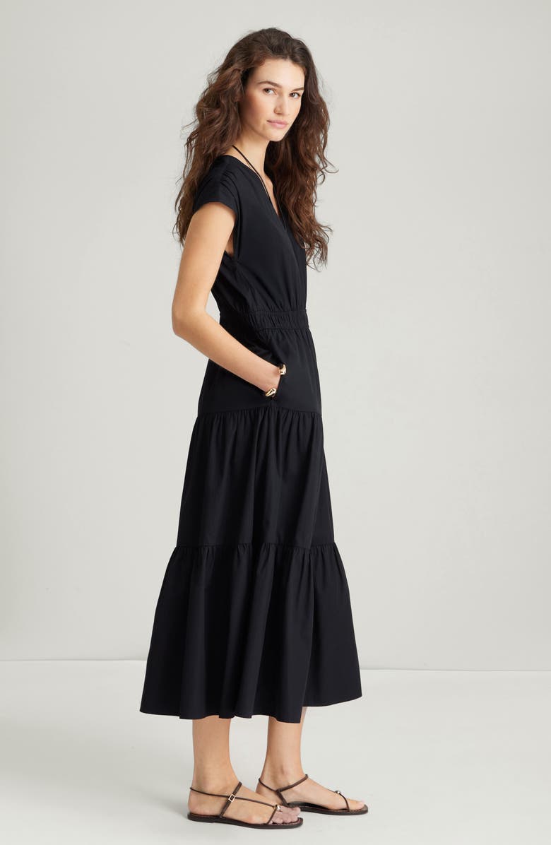 Nordstrom Tiered Poplin Maxi Dress, Alternate, color, Black