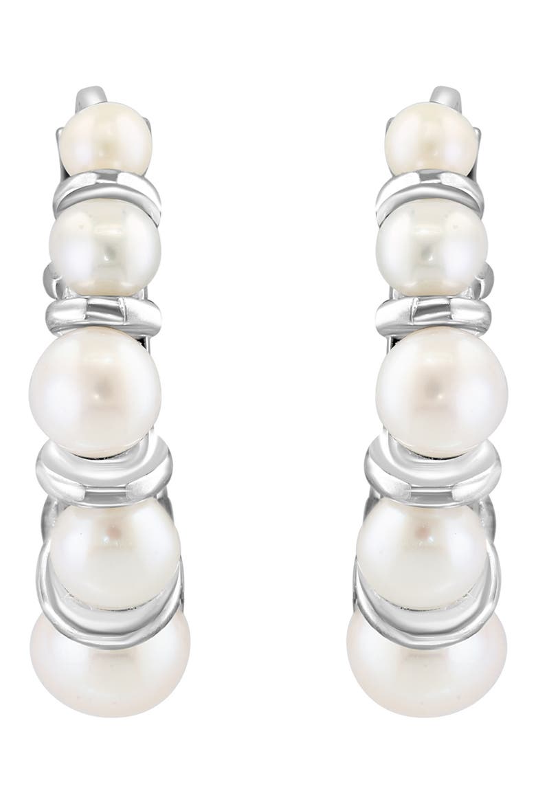 Sterling Silver 2.5-4mm Freshwater Pearl Hoop Earrings, Main, color, SILVER/ PEARL