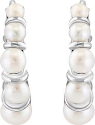 EFFY Sterling Silver 2.5-4mm Freshwater Pearl Hoop Earrings