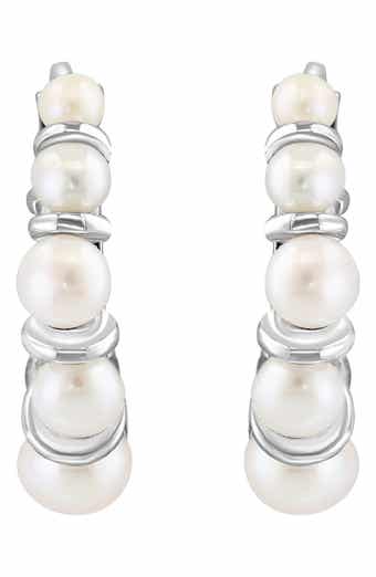 EFFY Sterling Silver 2.5-4mm Freshwater Pearl Hoop Earrings