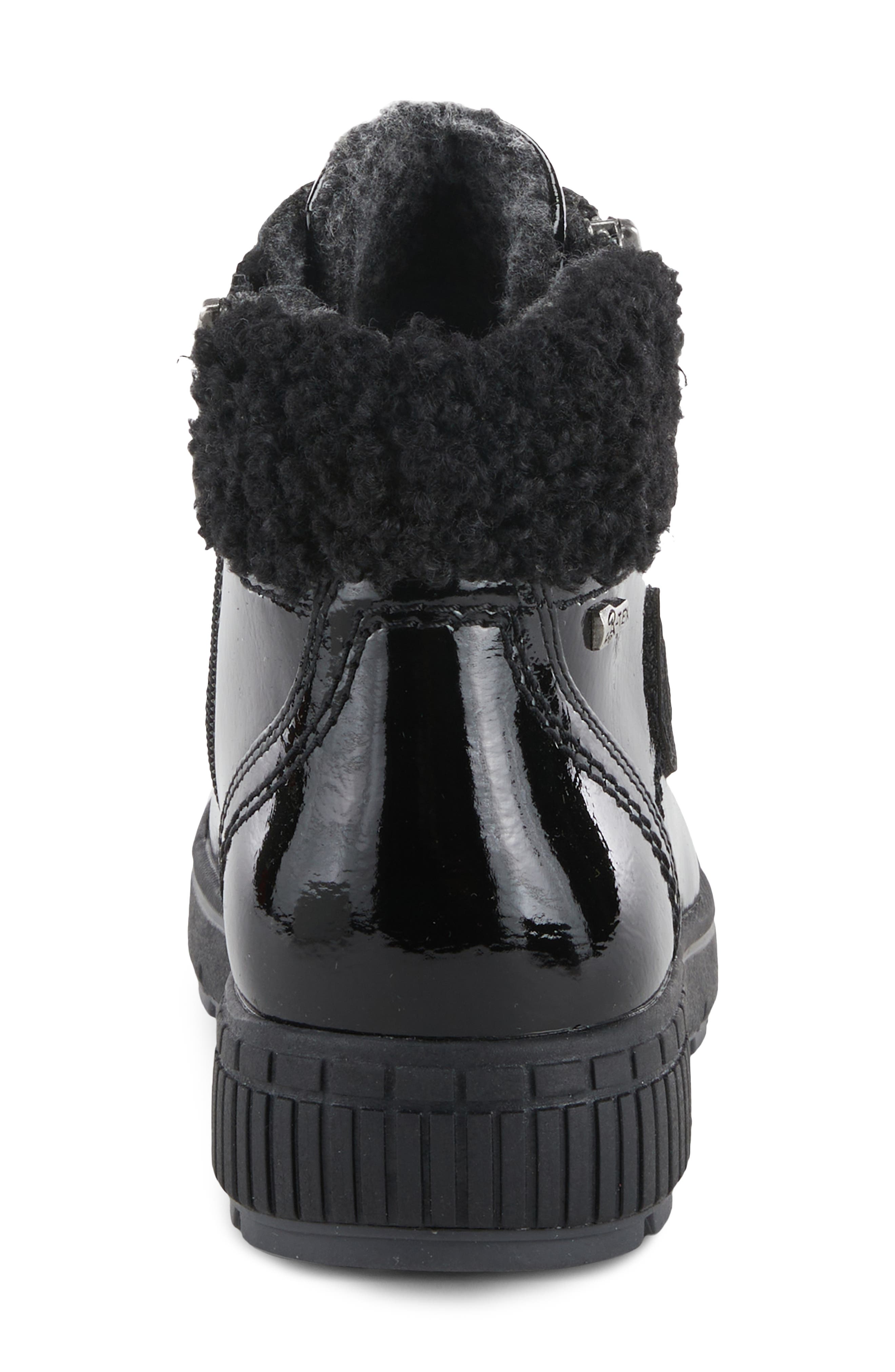 Spring Step Alps Water Resistant Faux Shearling Sneaker, Alternate, color, Black Patent