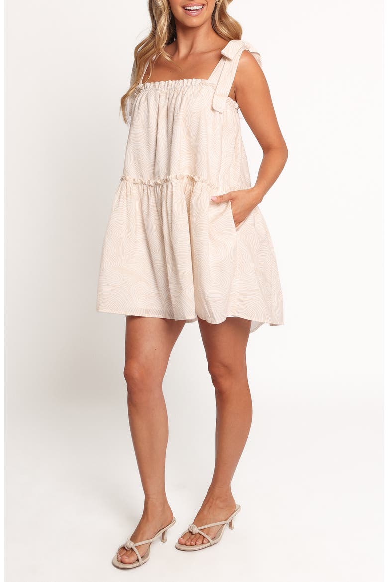 Wells Woodcut Print Cotton & Linen Sundress, Alternate, color, TAN SWIRL